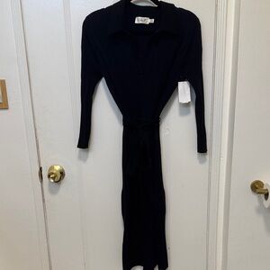 Eliza J Black Long Sleeve Navy with Black accent sweater Dress
